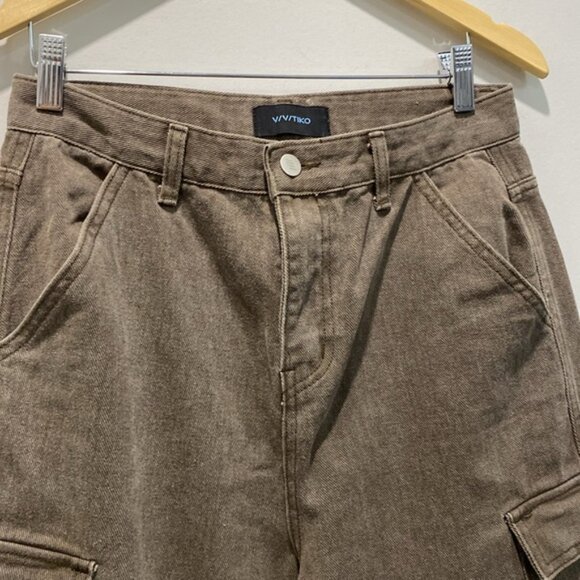 Vivitiko Cargo Pants Wide leg jeans Brown Size Medium - Picture 6 of 16